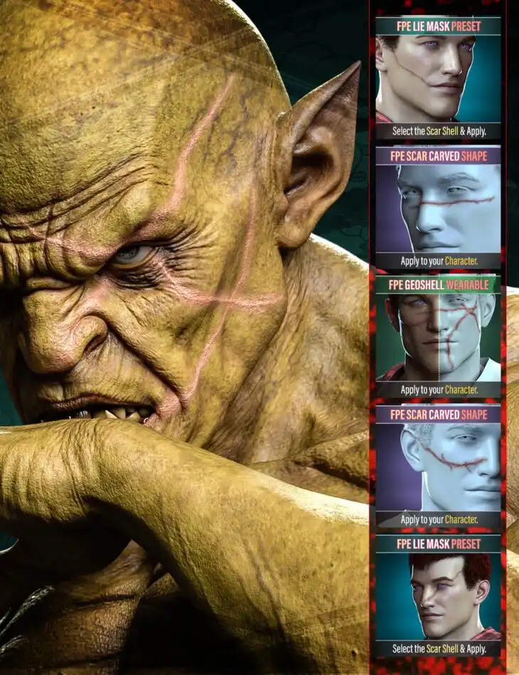 FPE HD Face Scars Severe for Genesis 9_DAZ3DDL