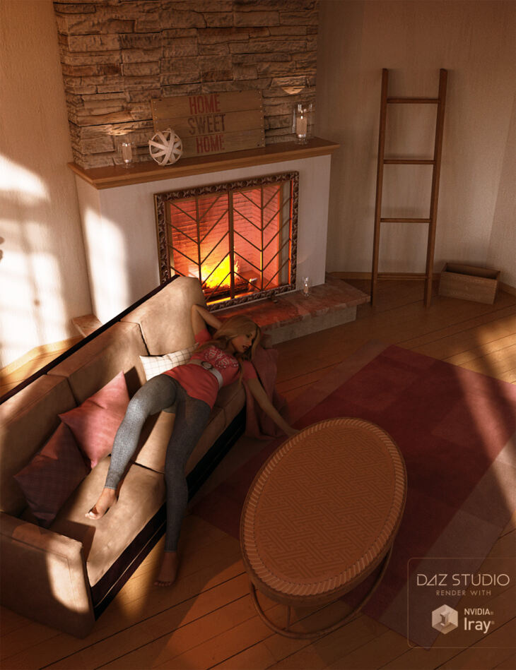 Rustic Living Room_DAZ3D下载站