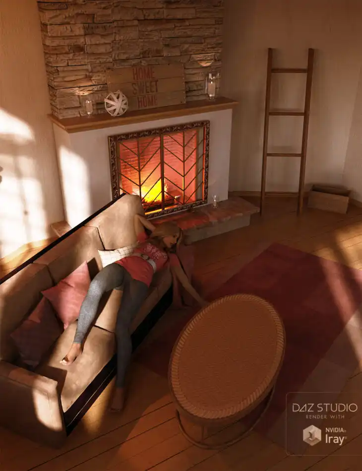 Rustic Living Room_DAZ3DDL