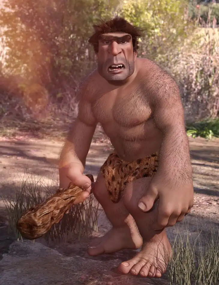Stylized Caveman, Hair, and Accessories for Genesis 8 Male_DAZ3D下载站