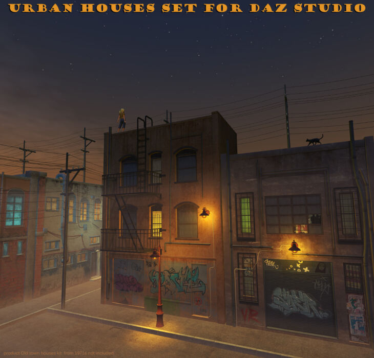 Urban Houses set for Daz Studio_DAZ3D下载站