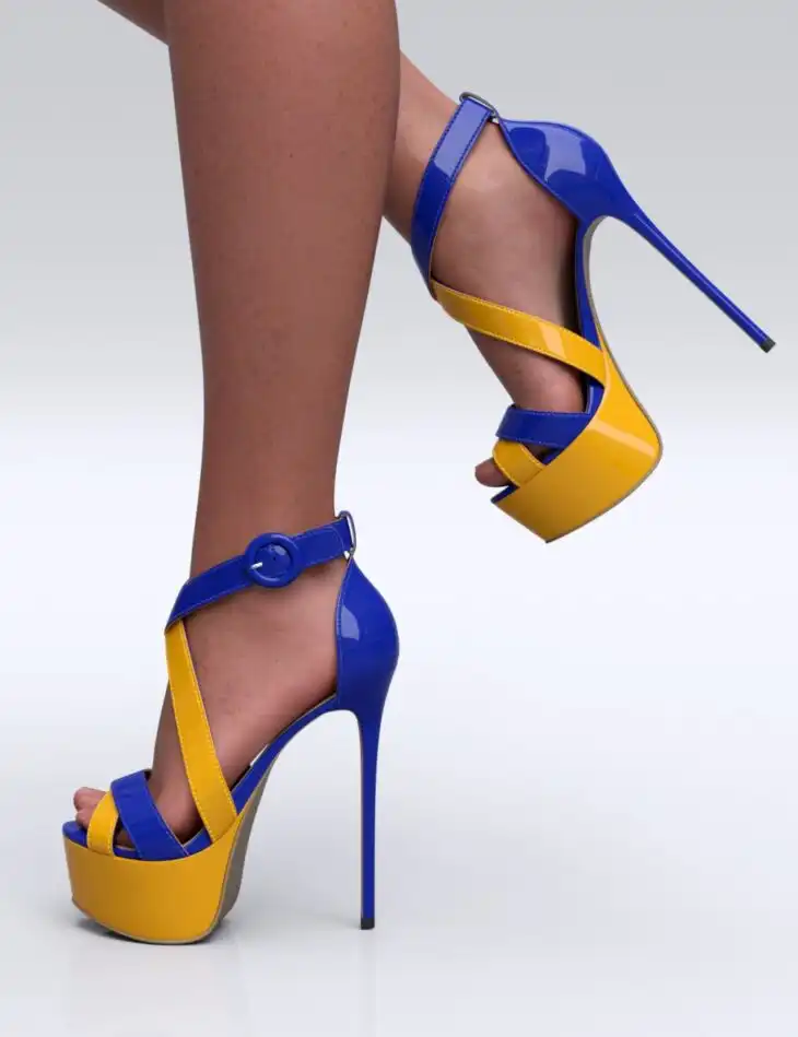 HL Color Block Stiletto Heels for Genesis 9, 8, and 8.1 Female_DAZ3D下载站
