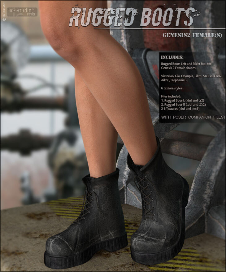 Rugged Boots G2F & Textures_DAZ3D下载站