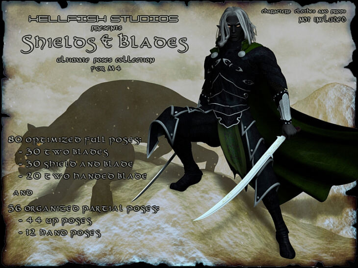 Shields and Blades Ultimate Pose Collection for M4_DAZ3D下载站