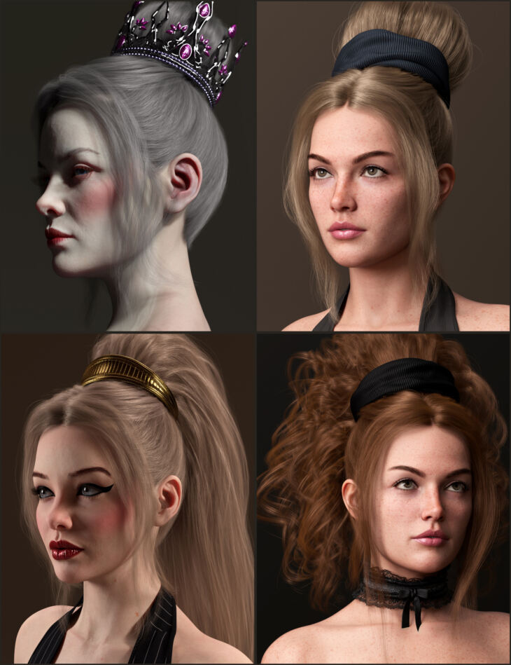 Updo of Fantasy Hair for Genesis 8 and 9_DAZ3D下载站