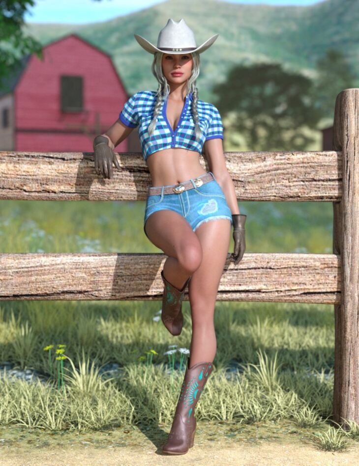 Wild West Cowgirl Bundle for Genesis 9 Feminine_DAZ3D下载站