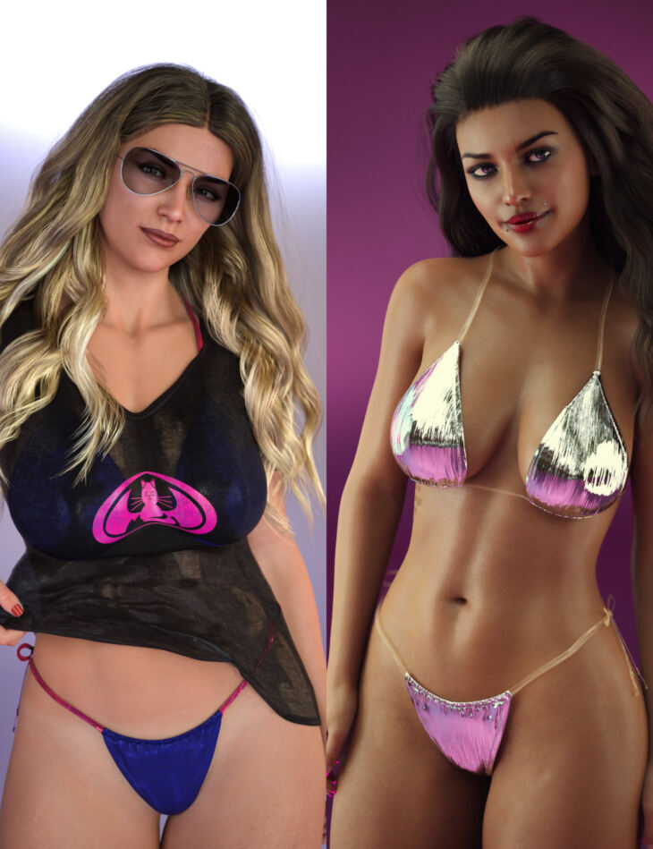 dForce Dynamic Wet Tshirt Bikini for Genesis 8 and 8.1 Females Texture Add-On_DAZ3D下载站