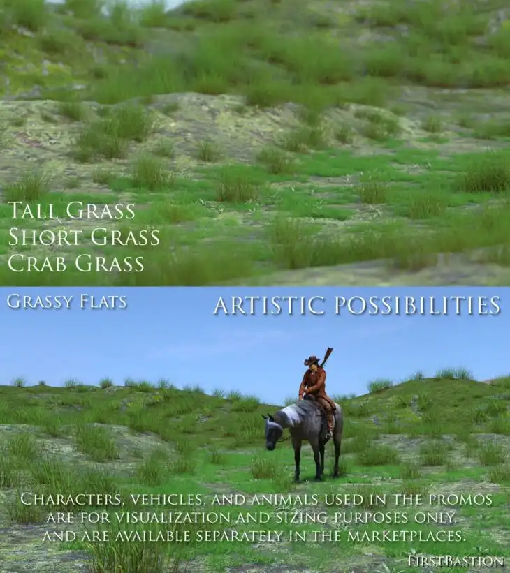 1stBastion Grassy Flats Ground Props_DAZ3D下载站