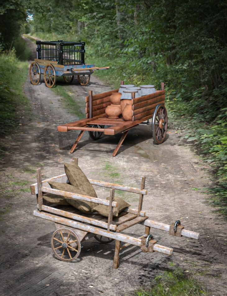 BW Medieval Transport Wagons Set 01 & 02_DAZ3DDL