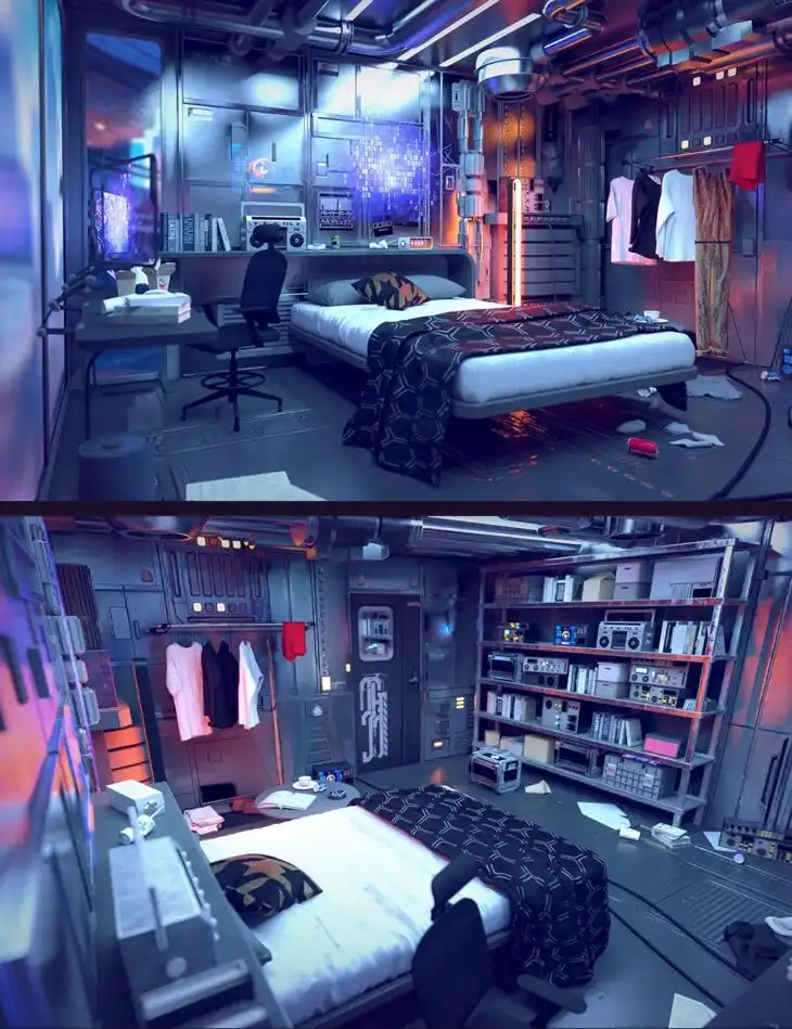 Cyberpunk Condo Bedroom_DAZ3DDL