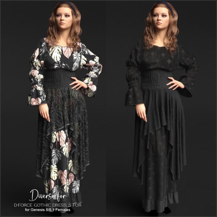 Diverse for D-Force Gothic Dress 5_DAZ3DDL