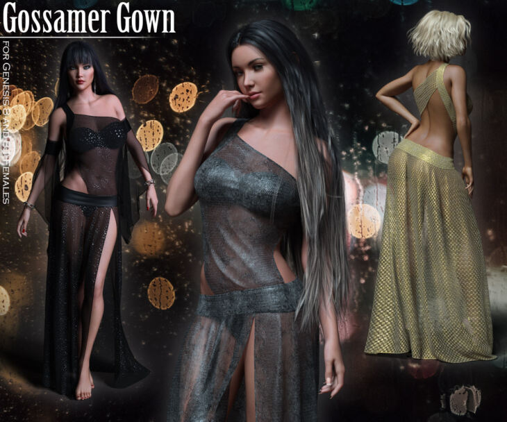 Gossamer Gown for Genesis Females 8.0 and 8.1_DAZ3D下载站