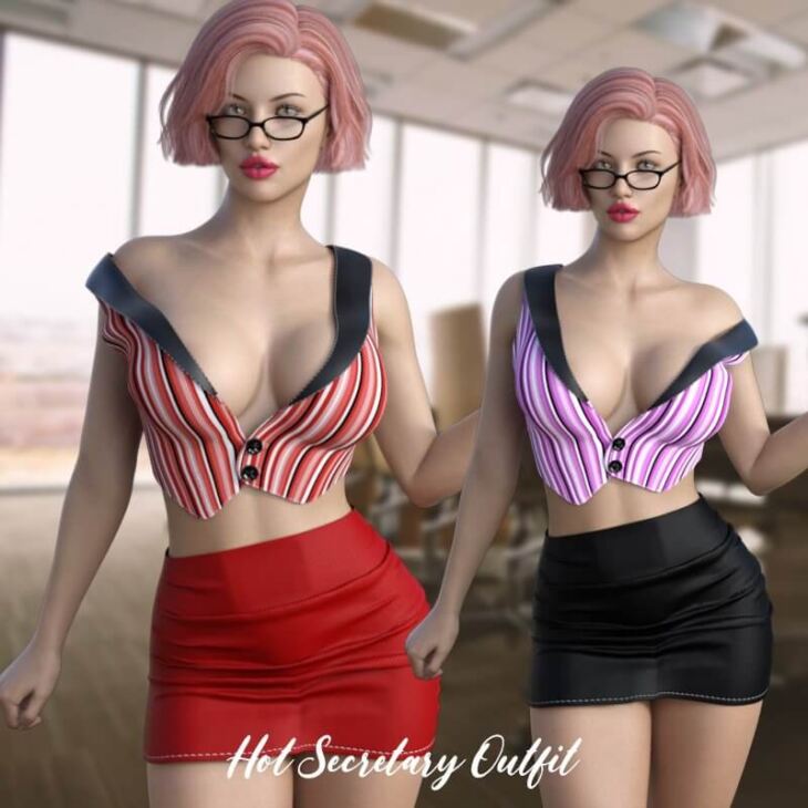 Hot Secretary Outfit G8F/G8.1F + Glass Frames_DAZ3D下载站