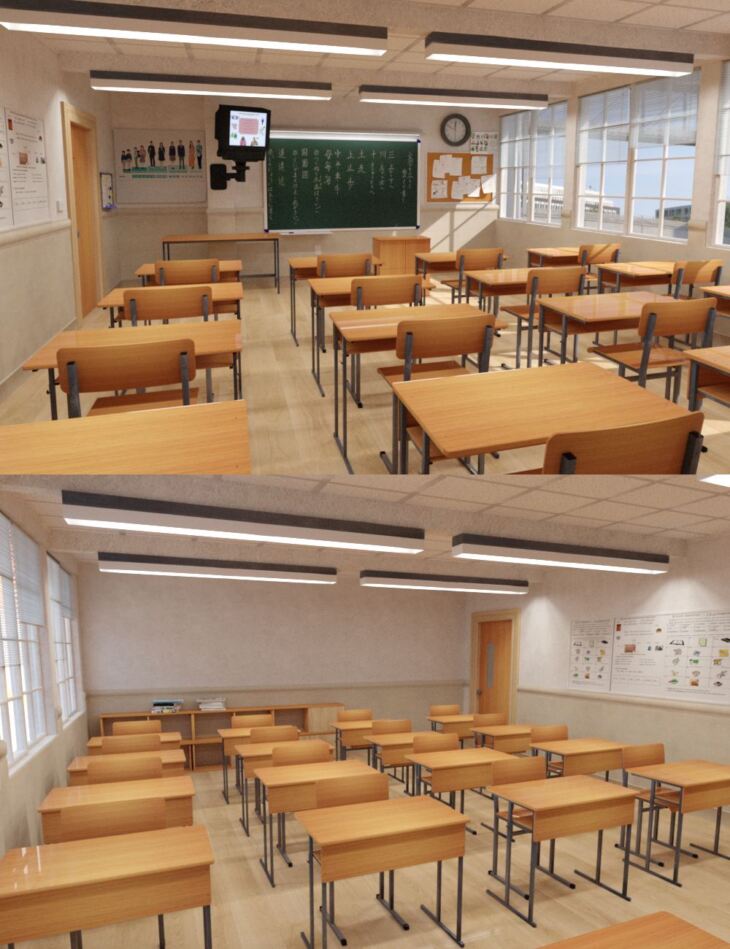 Japanese Classroom for DAZ_DAZ3D下载站