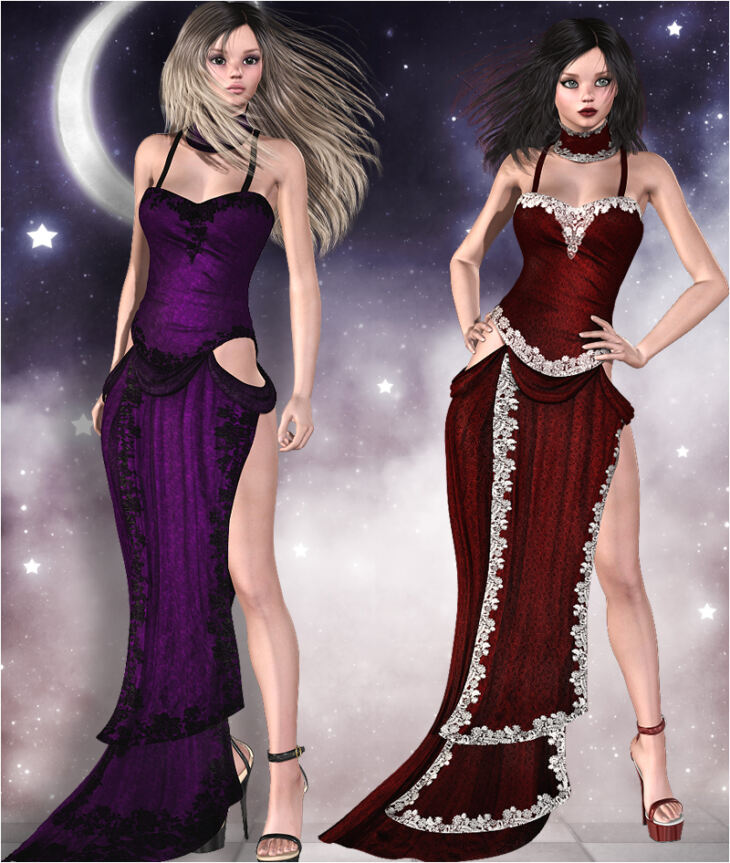 Lady In Red Dress for V4, A4, G4, S4 & Elite_DAZ3D下载站