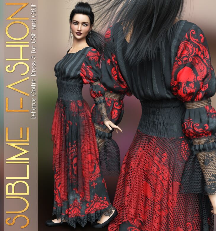 Sublime Fashion Gothic Dress 5_DAZ3D下载站