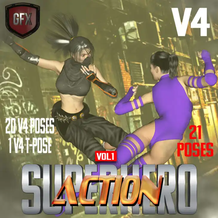 SuperHero Action for V4 Volume 1_DAZ3DDL