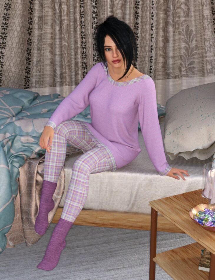 dForce Gianna Pajama Set for Genesis 9_DAZ3D下载站