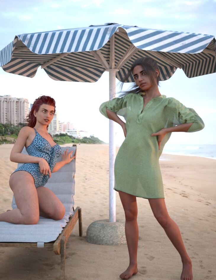 dForce Must-Have Beach Outfit for Genesis 8 and 8.1 Females_DAZ3D下载站