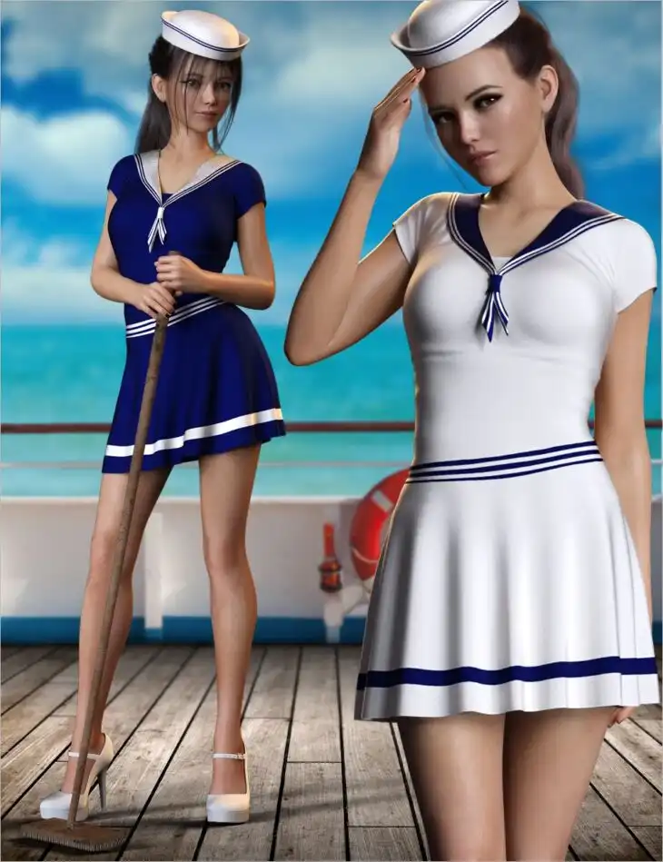 dForce Navy Sailor Outfit Set for Genesis 8 and 8.1 Females_DAZ3DDL