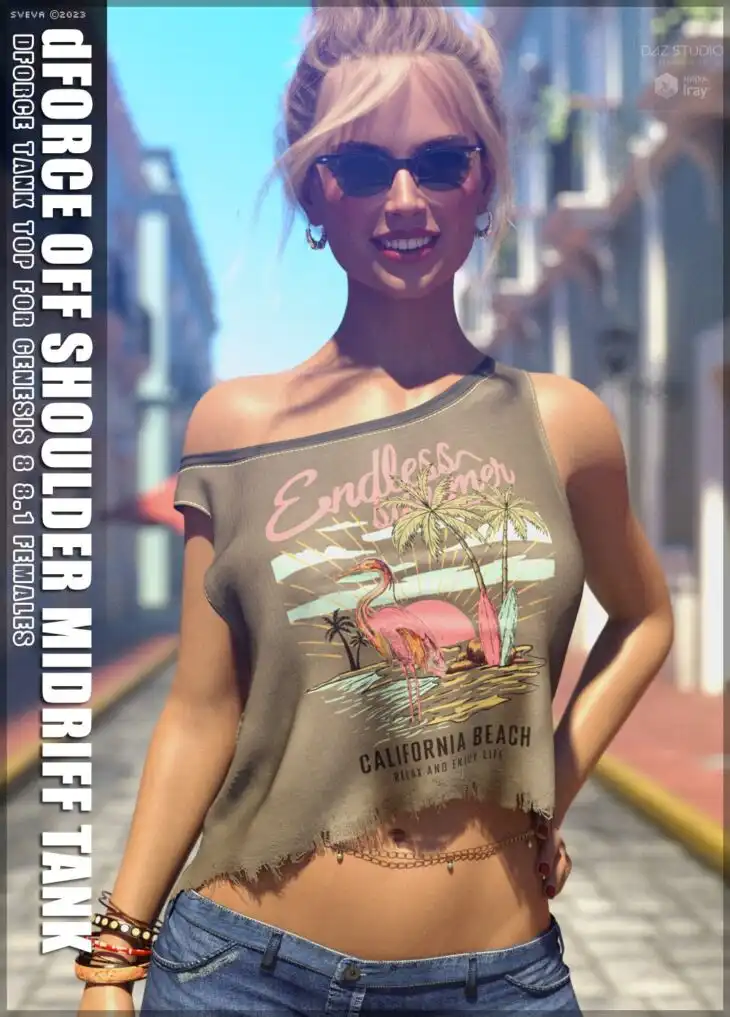 dForce Off Shoulder Midriff Tank G8G8.1F_DAZ3D下载站