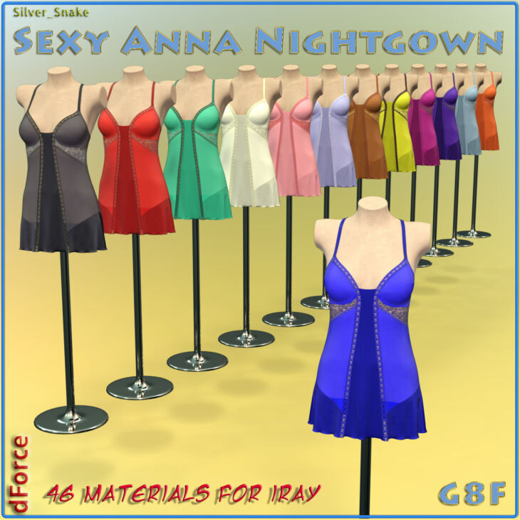 dForce Sexy Anna Nightgown for G8F and G8.1F_DAZ3D下载站