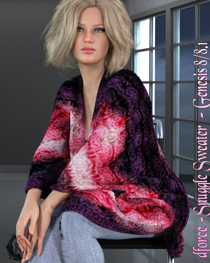 dForce – Snuggle Sweater – Genesis 8_DAZ3D下载站