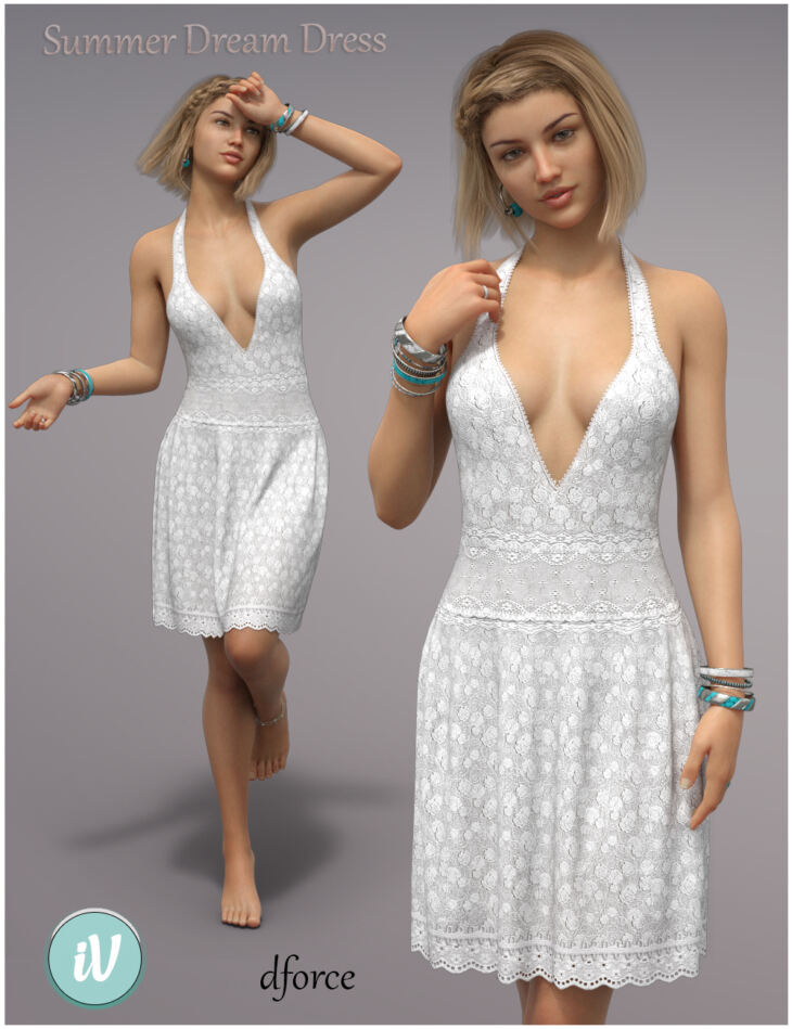 dForce iV Summer Dream Dress for Genesis 8 Female(s)_DAZ3D下载站