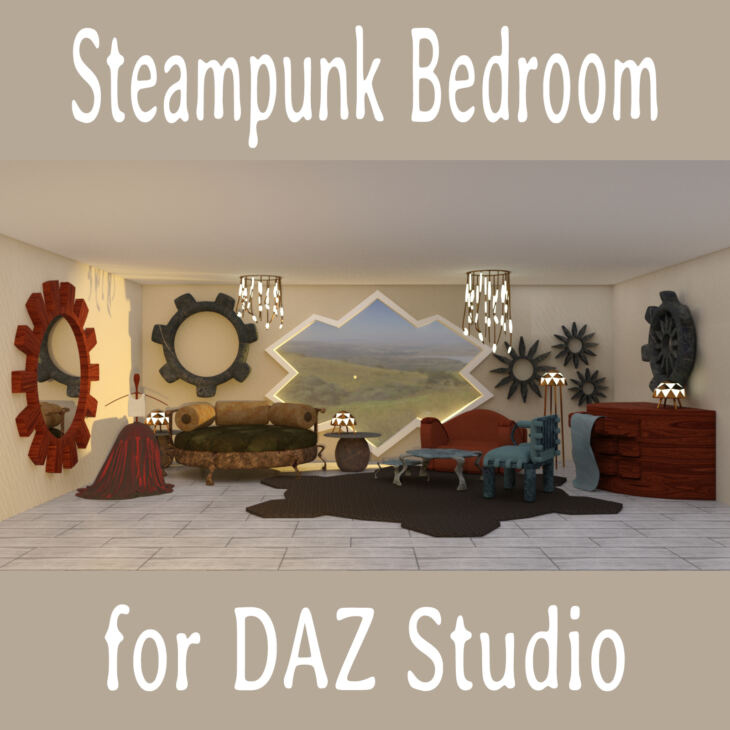 Steampunk Bedroom for DAZ Studio_DAZ3D下载站