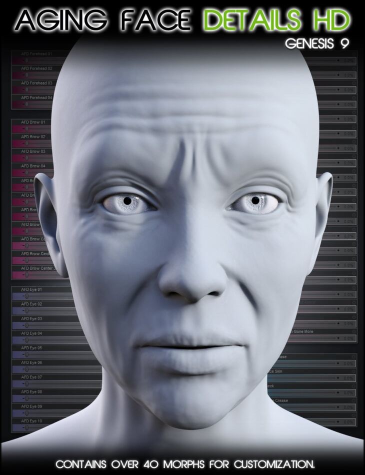 Aging Face Details HD for Genesis 9_DAZ3D下载站