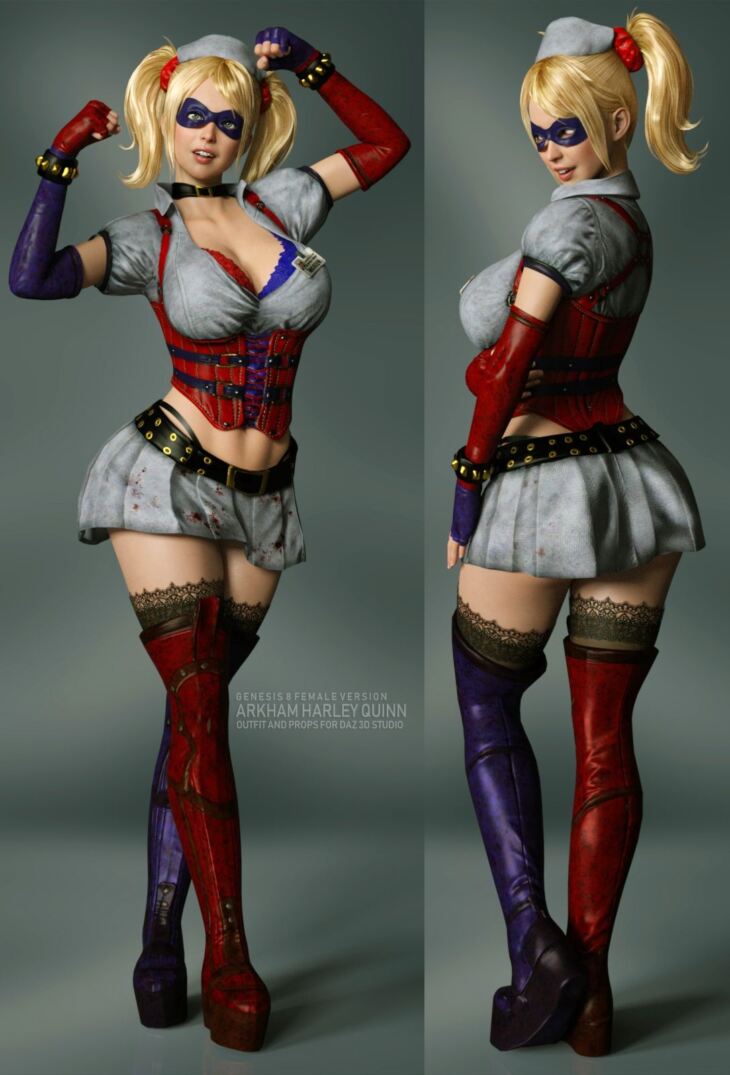Arkham Harley Quinn Outfit for G8F_DAZ3D下载站