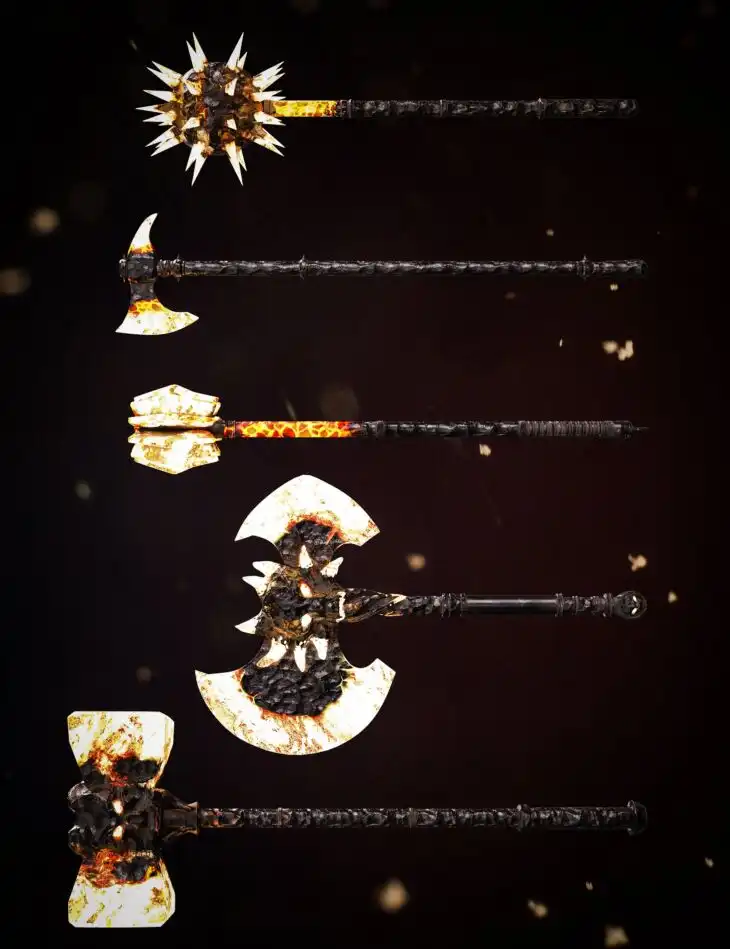 BW Dark Lava Weapons Set For Genesis 8 and 8.1_DAZ3D下载站
