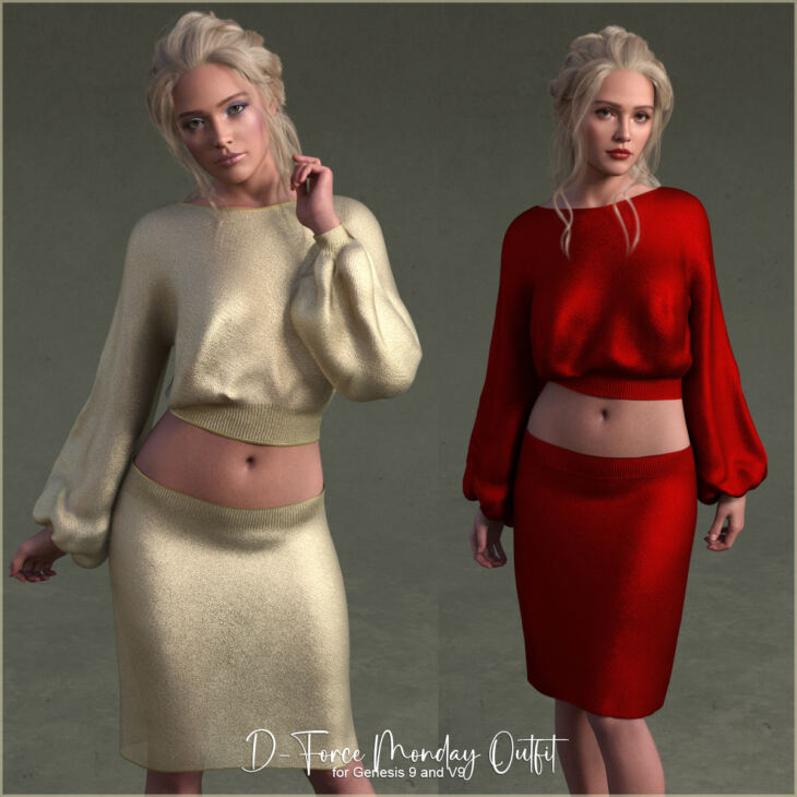 D-Force Monday Outfit for Genesis 9/V9_DAZ3D下载站