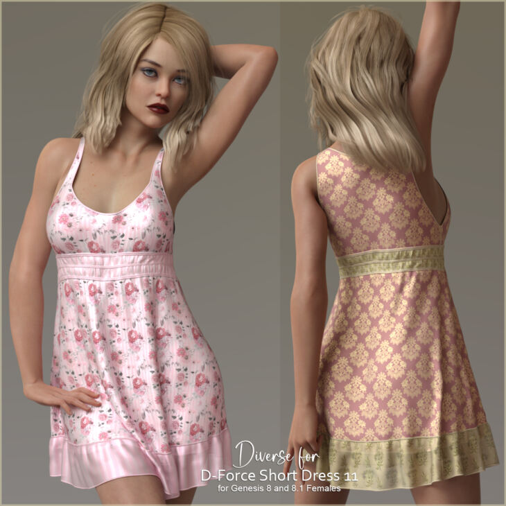 Diverse for D-Force Short Dress 11 for G8F and G8.1F_DAZ3D下载站