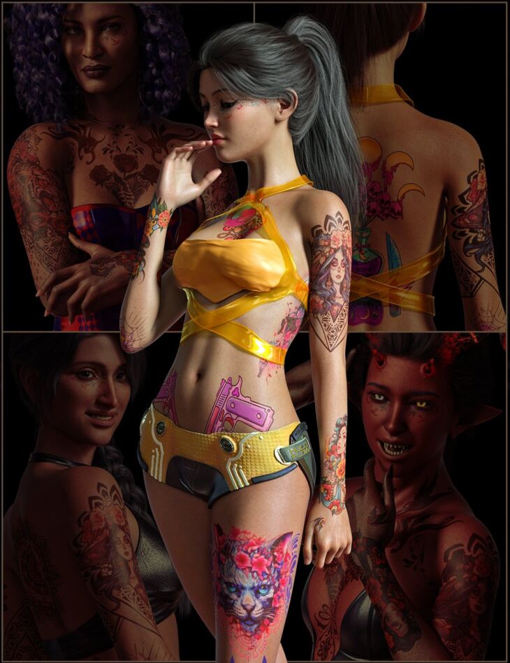 FPE Colorful Tattoos for Genesis 9_DAZ3D下载站