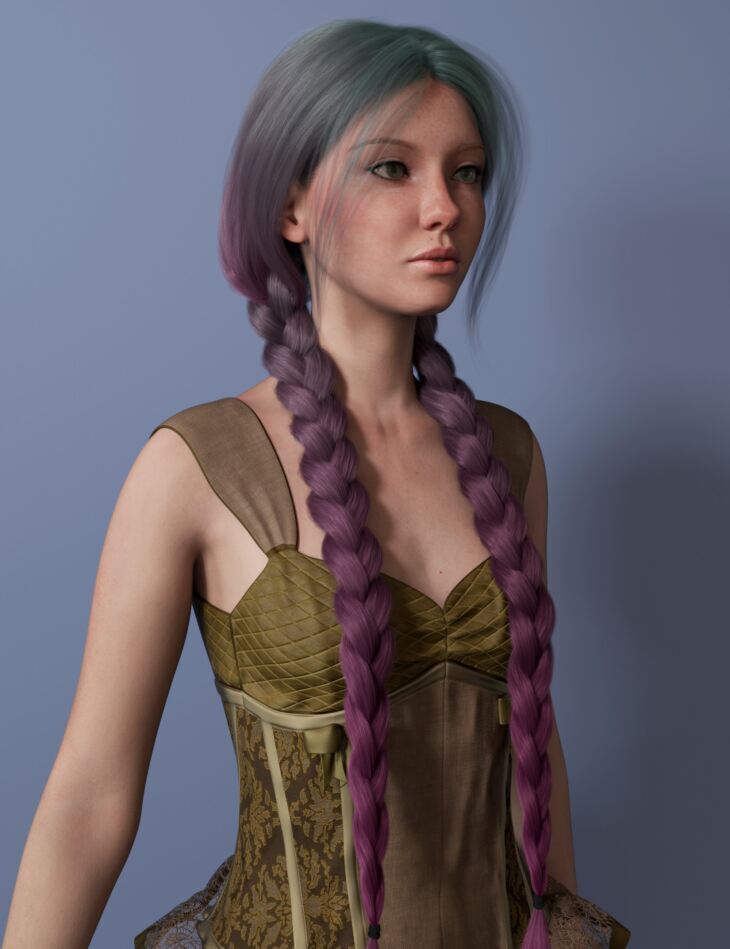 Long Braids Hair Color Expansion_DAZ3D下载站