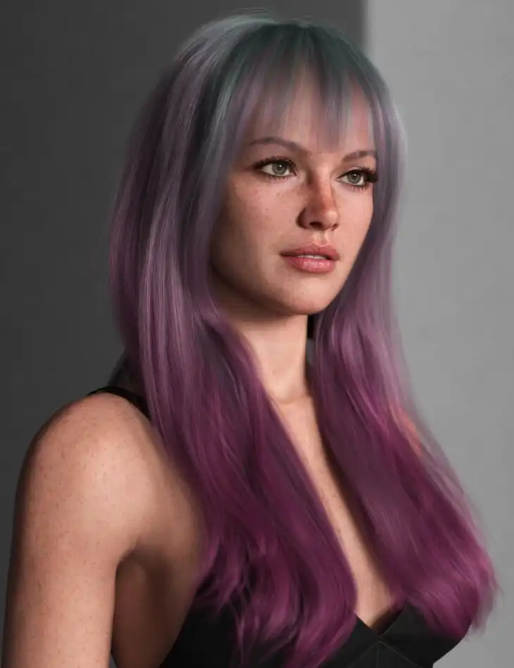 Long Hair and Bangs Hair Color Expansion_DAZ3D下载站