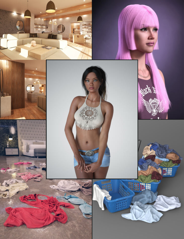 Luanne’s Messy Apartment Bundle_DAZ3D下载站