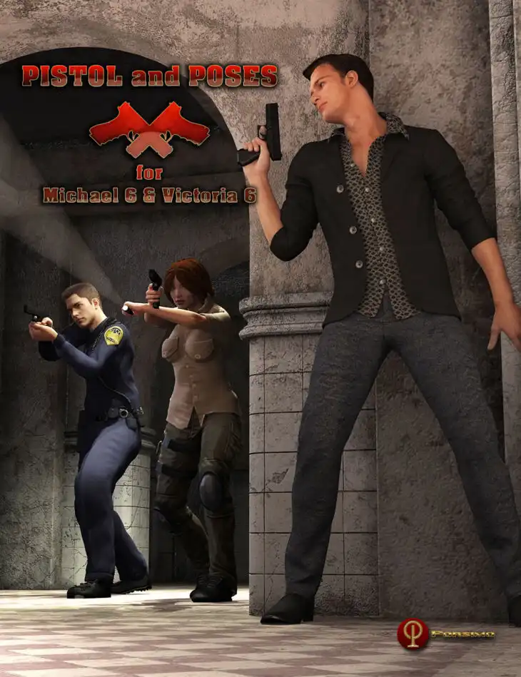 Pistol and Poses for Michael 6 and Victoria 6_DAZ3DDL