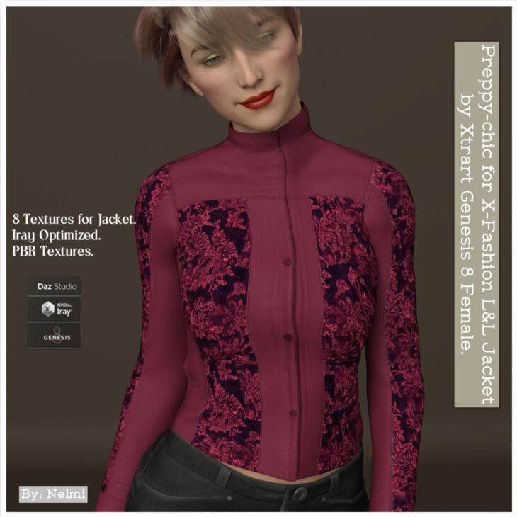 Preppy-chic for X-Fashion L&L Jacket for Genesis 8 Females_DAZ3D下载站