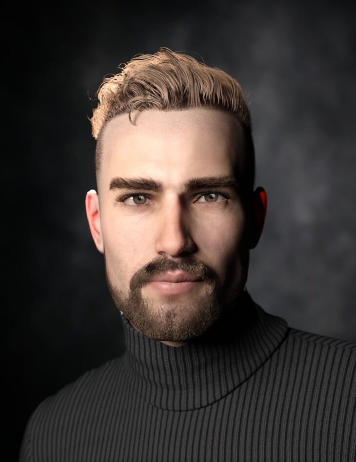 Raker Short Hair and Beard for Genesis 8 and 8.1 Males_DAZ3DDL