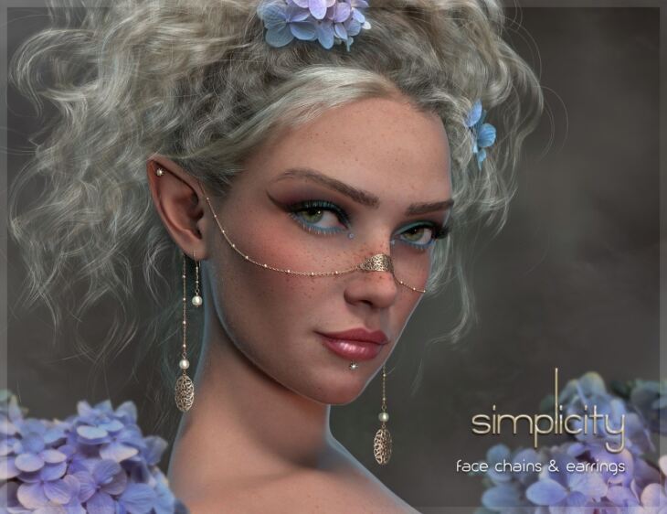 Simplicity Face Chains and Earrings for Genesis 8 & 9_DAZ3D下载站
