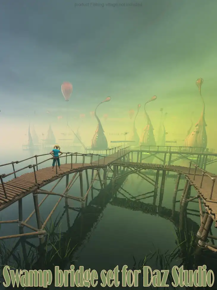 Swamp Bridge Set for Daz Studio_DAZ3D下载站
