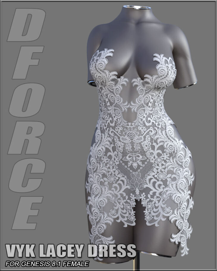 VYK Lacey Dress for Genesis 8.1 Females_DAZ3D下载站