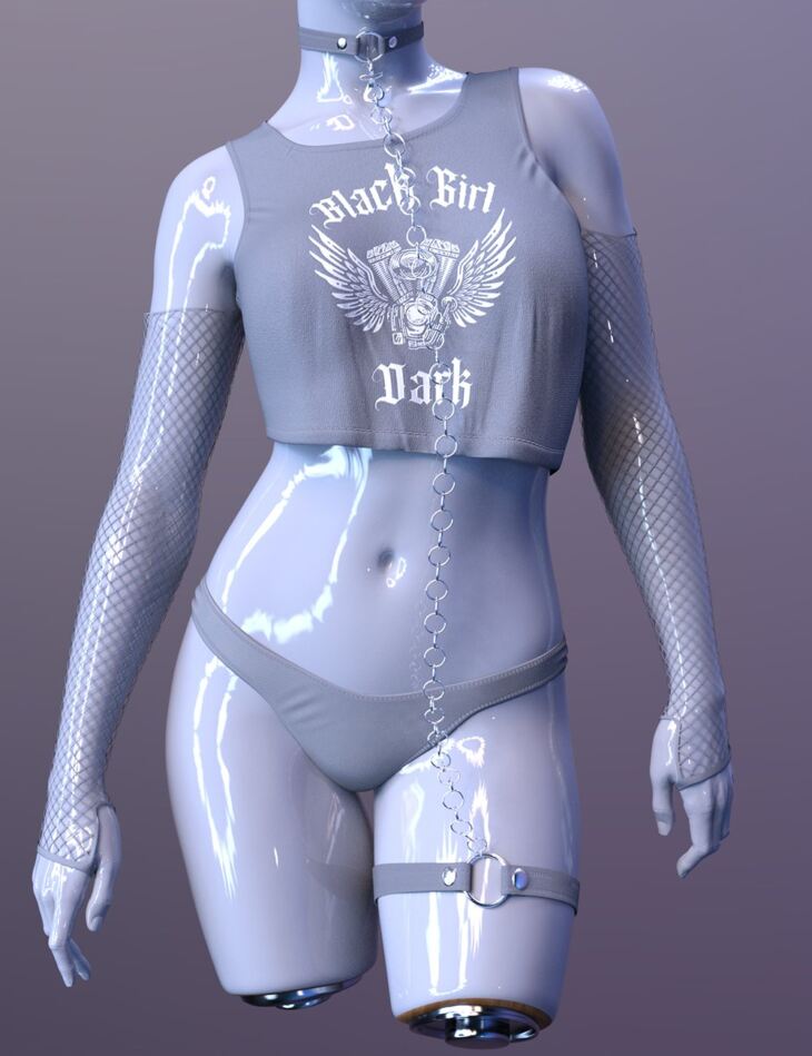 X-Fashion Dark Girl Outfit for Genesis 9_DAZ3D下载站