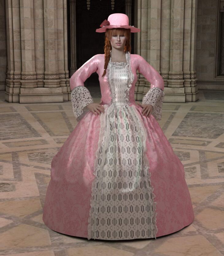 dForce Victorian Gown Set For Genesis 8 Female_DAZ3D下载站