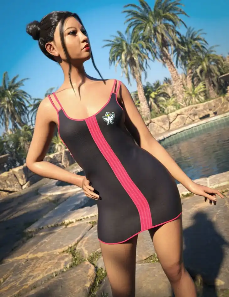 dForce Yuko Dress for Genesis 9_DAZ3D下载站