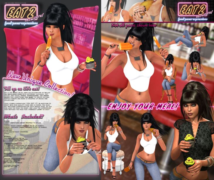 i13 EAT 2 Poses Expressions and FOOD_DAZ3DDL