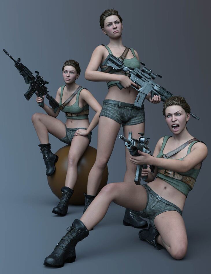 CDI Soldier Poses for Genesis 9 Feminine_DAZ3D下载站