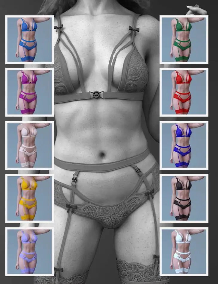 X-Fashion Eyelace Lingerie for Genesis 9_DAZ3D下载站